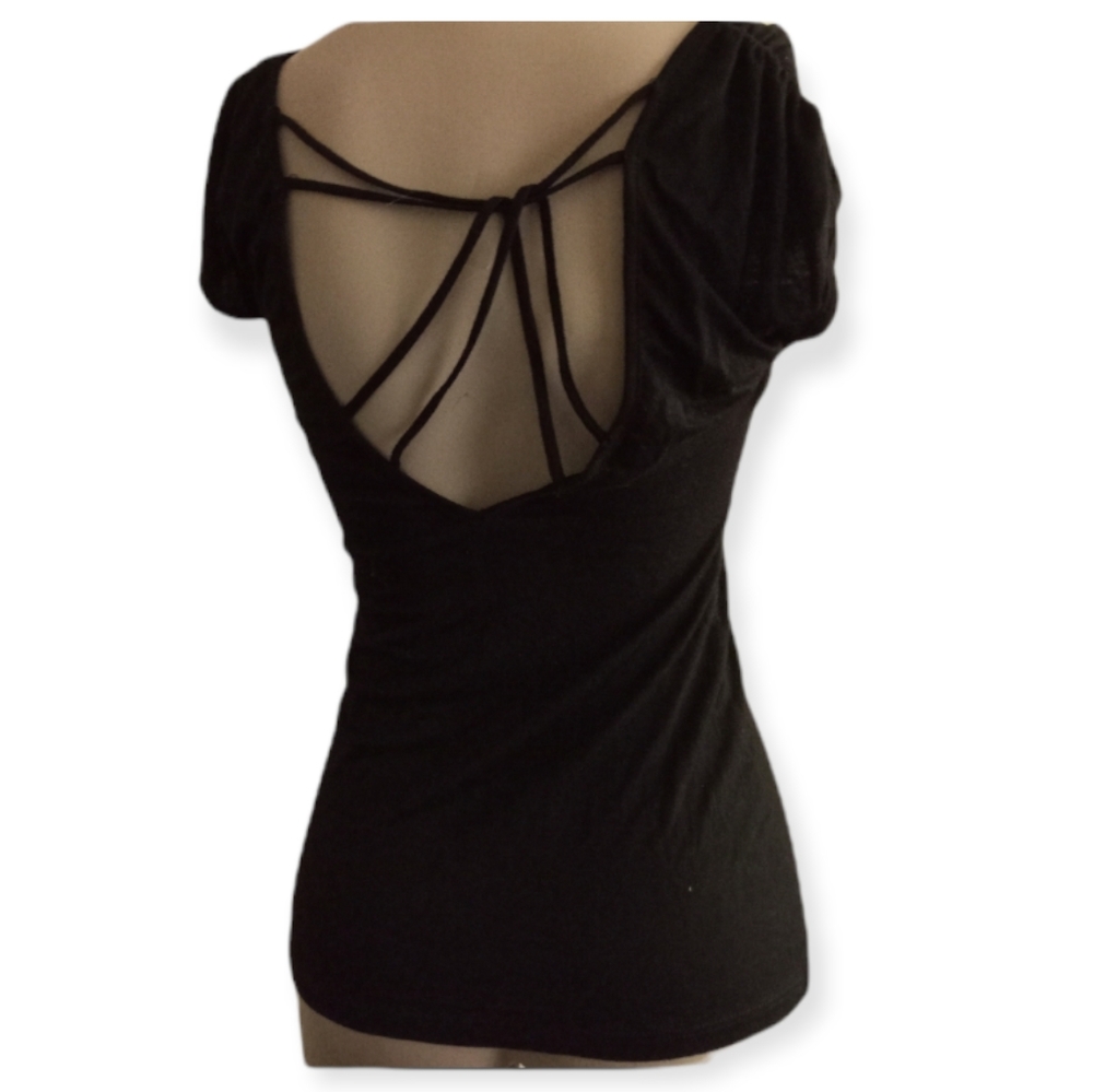 EMMAS CLOSET Gothic black back cutout strappy top size extra small